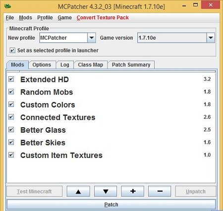 MCPatcher HD  minecraft 1.7.10